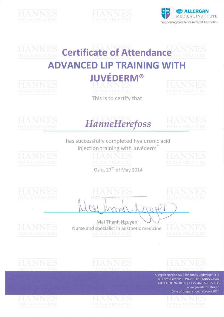AMI (Allergan Medical Institute): Advanced Lip Training with Juvéderm® – Hyaluronic acid injection training with Juvéderm®